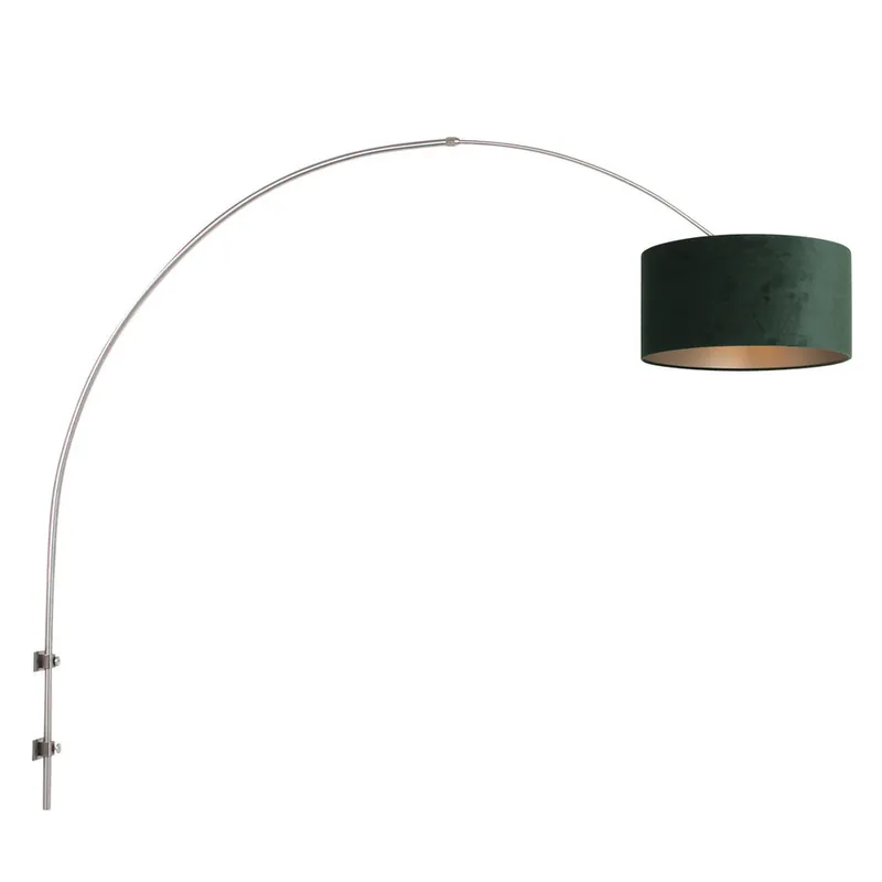 Meest Verkocht Steinhauer Wandlamp Sparkled light 8145st staal kap groen velours