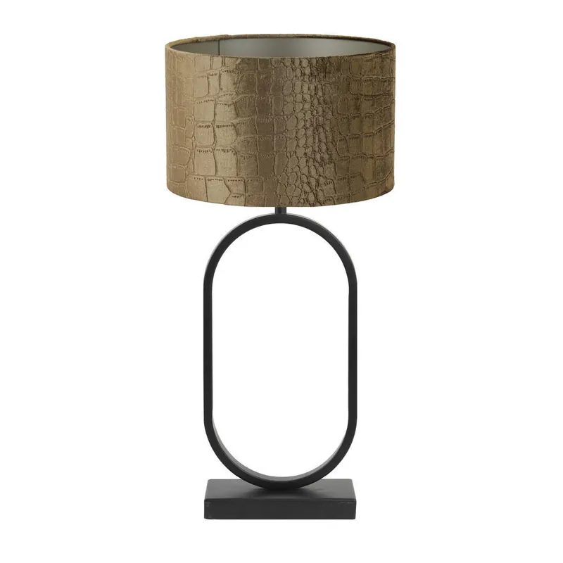Superprijs Tafellamp Jamiri/Praya - Zwart/Bruin - Ø30x67cm