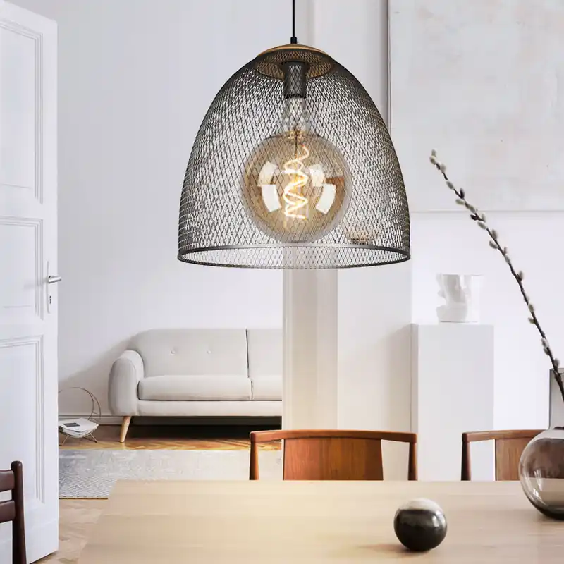 Tijdelijk Beschikbaar Hanglamp, rasterlook, hout, zilver, H 150 cm