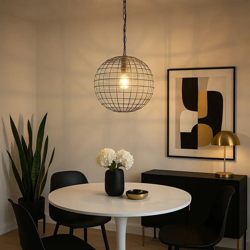 Hanglamp, bol, raster kap, zilver, D 30 cm Flitsaanbieding