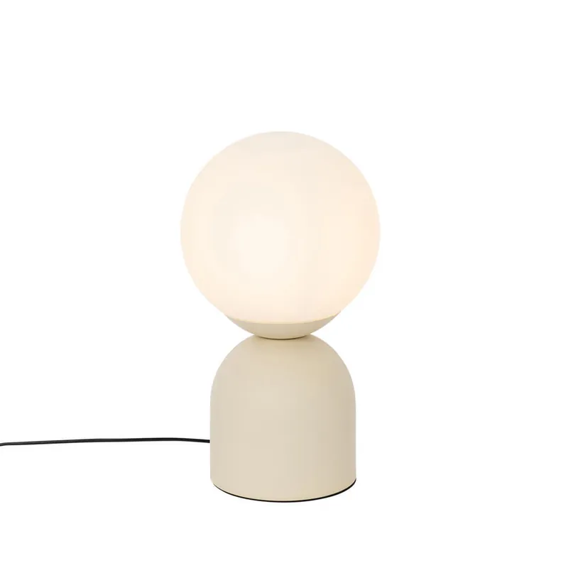 Beperkte Voorraad Qazqa tafellamp met glas pallontrend beige e27