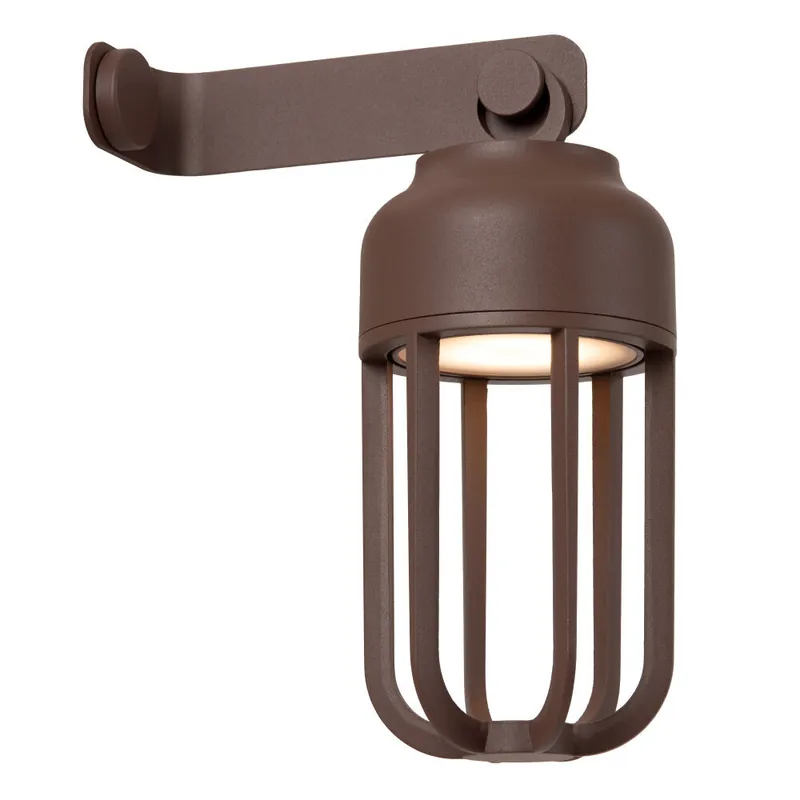 Koopje Lucide WELLS - Oplaadbare Wandlamp Binnen/Buiten - Accu/Batterij - Ø 10 cm - LED Dimb. - CCT - 1x5W 2700K/4000K - IP54 - Roest bruin | Essential