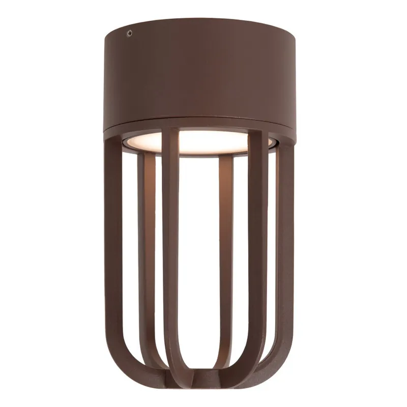 Lucide WELLS - Plafonnière Binnen/Buiten - Ø 10 cm - LED - 1x8W 2700K - IP54 - Roest bruin | Essential Bestseller