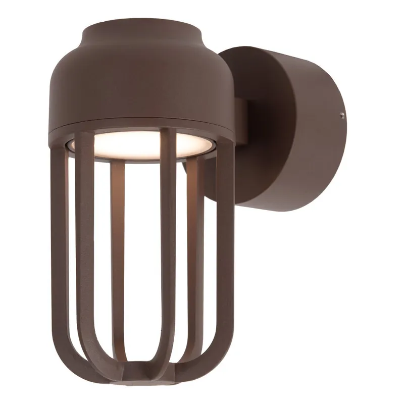 Tijdelijk Beschikbaar Lucide WELLS - Wandlamp Binnen/Buiten - Ø 10 cm - LED - 1x8W 2700K - IP54 - Roest bruin | Essential