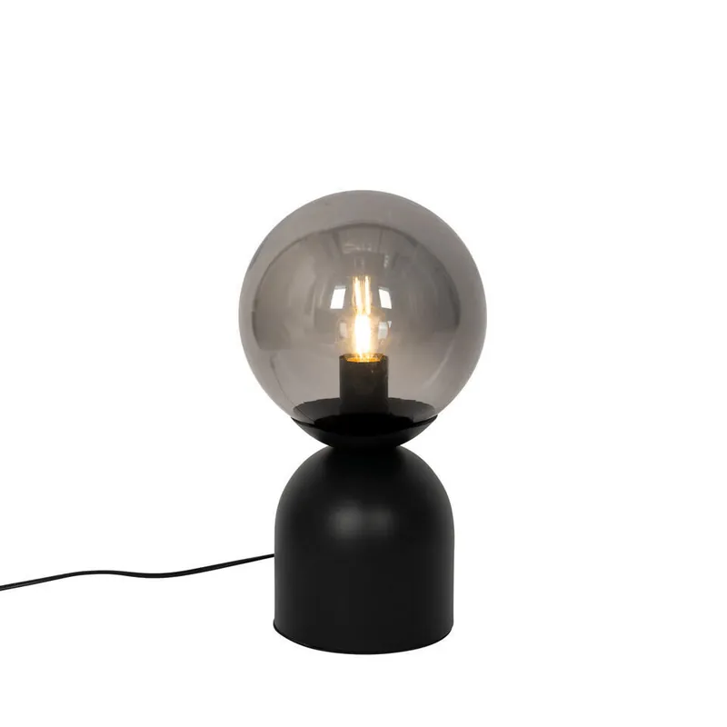 Laatste Kans Qazqa tafellamp met glas pallontrend zwart e27