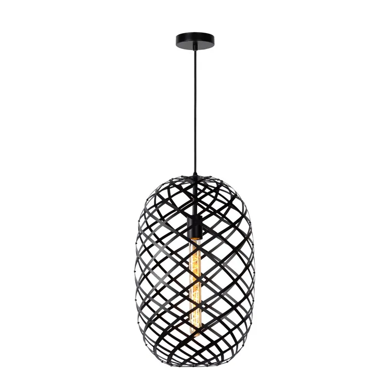 Lucide WOLFRAM - Hanglamp - Ø 32 cm - 1xE27 - Zwart Laatste Versie