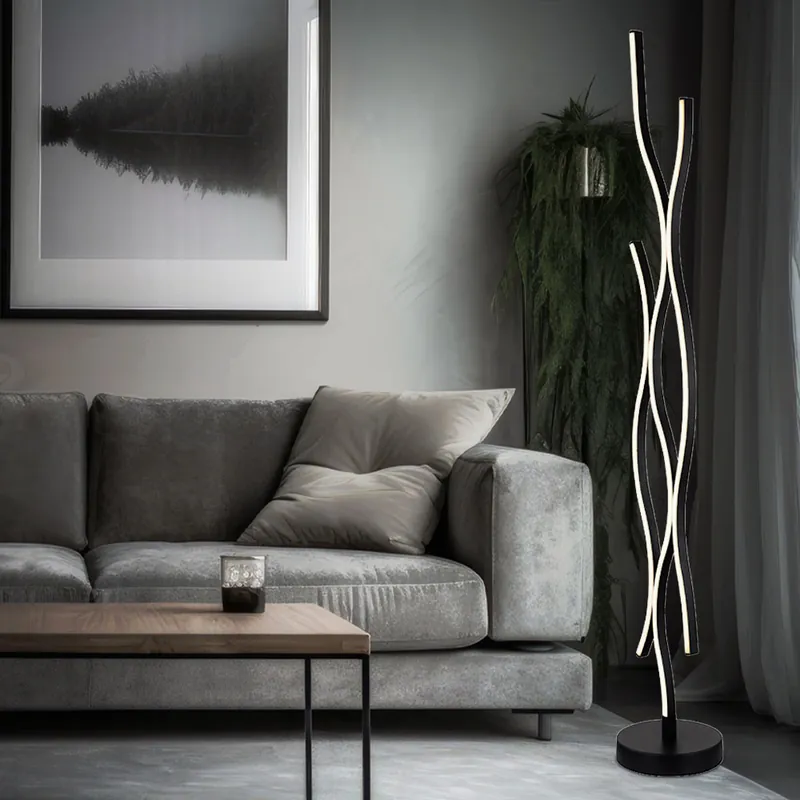 Premium LED vloerlamp, metaal, mat zwart, H 135 cm