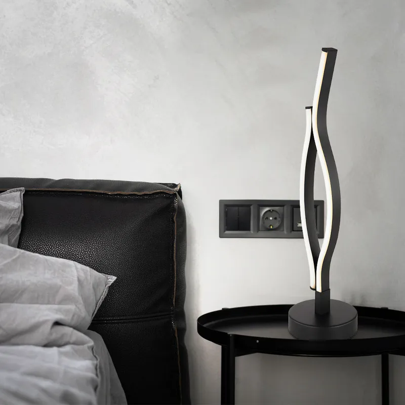 LED tafellamp, metaal, mat zwart, H 47 cm Lage Prijs