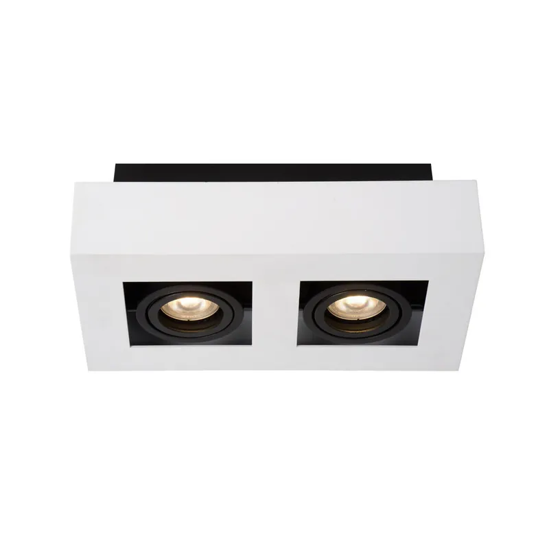 Korting Lucide XIRAX - Plafondspot - LED Dim to warm - GU10 - 2x5W 2200K/3000K - Wit