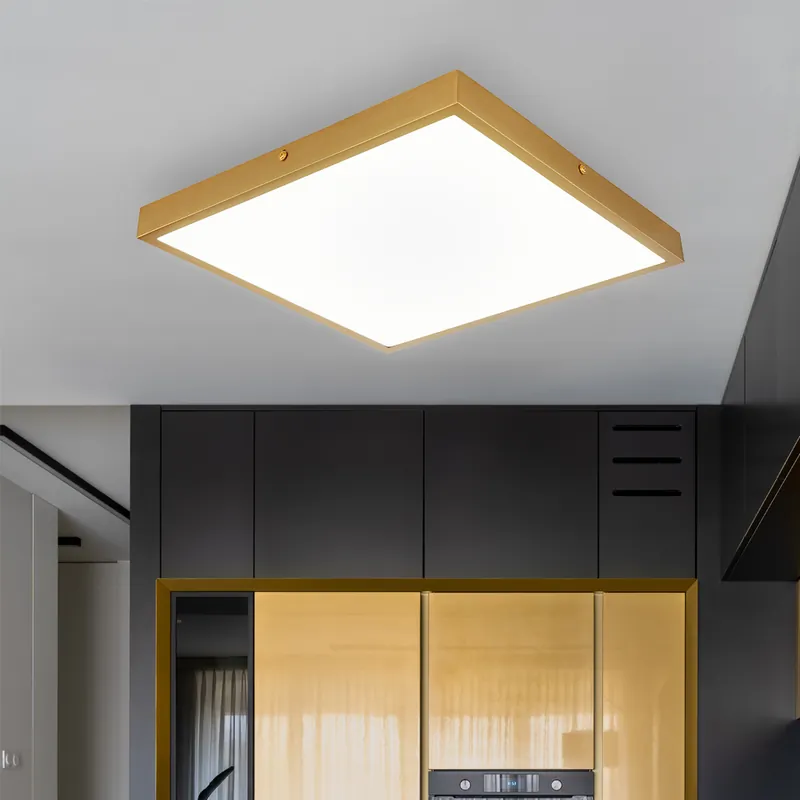 Betaalbaar LED plafondlamp, metaal, messing, 35x35 cm