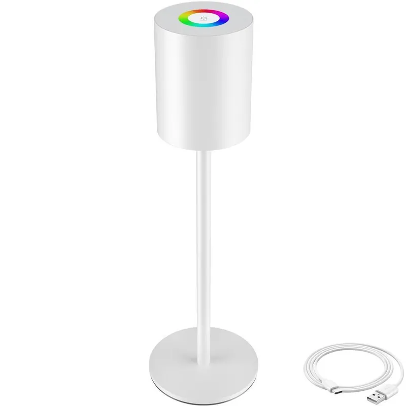 Exclusieve Aanbieding tectake Moderne tafellamp Corly, LED, 7 lichtkleuren, dimbaar, Wit