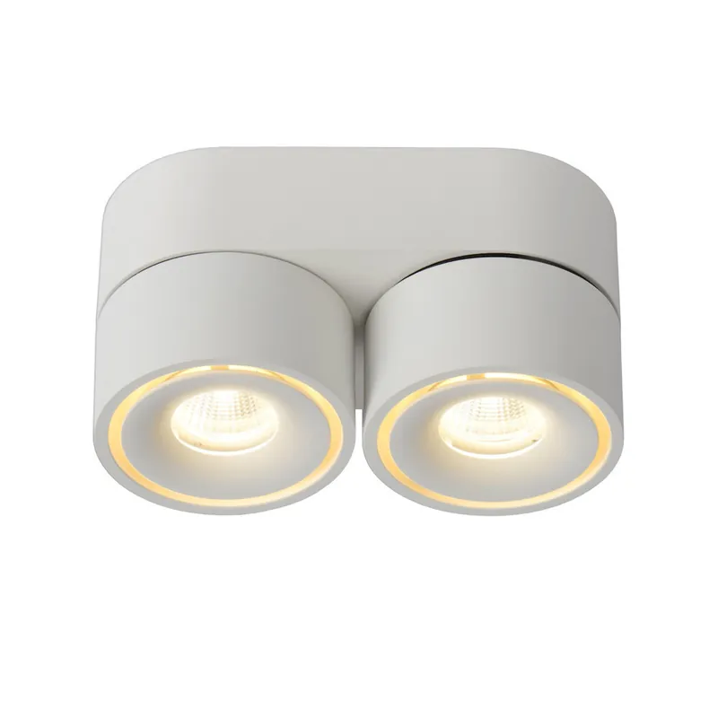 Laatste Kans Lucide YUMIKO - Plafondspot - Ø 7,8 cm - LED Dimb. - 2x10W 2700K - Wit