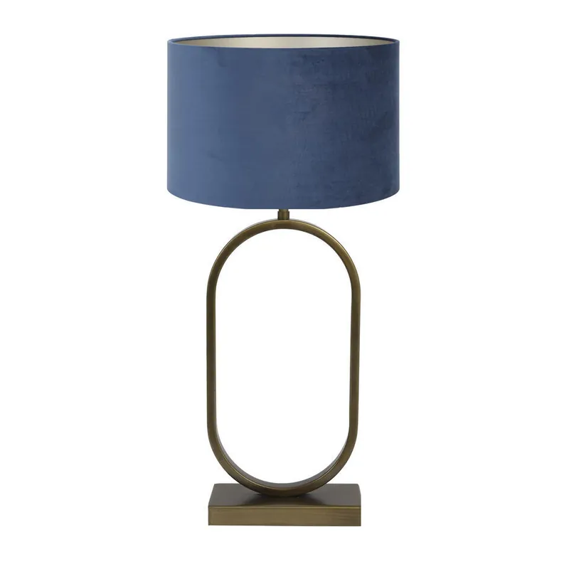 Exclusieve Aanbieding Tafellamp Jamiri/Velours - Ant, Brons/Petrol - Ø30x67cm