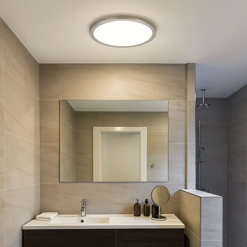 Snelle Levering LED plafondlamp, IP44, dimbaar, achtergrondverlichting, zilver, D 29,4 cm