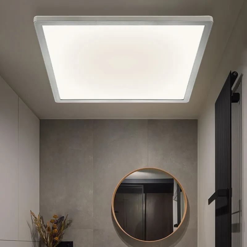 LED plafondlamp, mat nikkel, IP44, 3 lichtniveaus, 42x42 cm Meest Verkocht