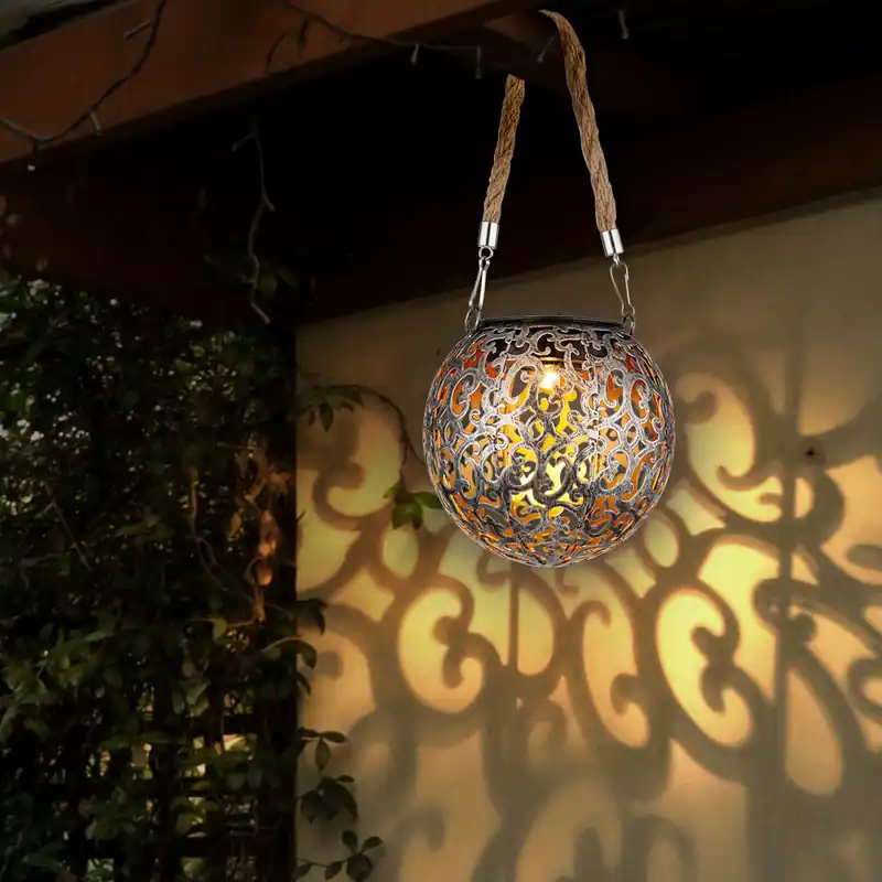 Flitsaanbieding LED solarlamp, metaal, koper, hanglamp, H 26 cm