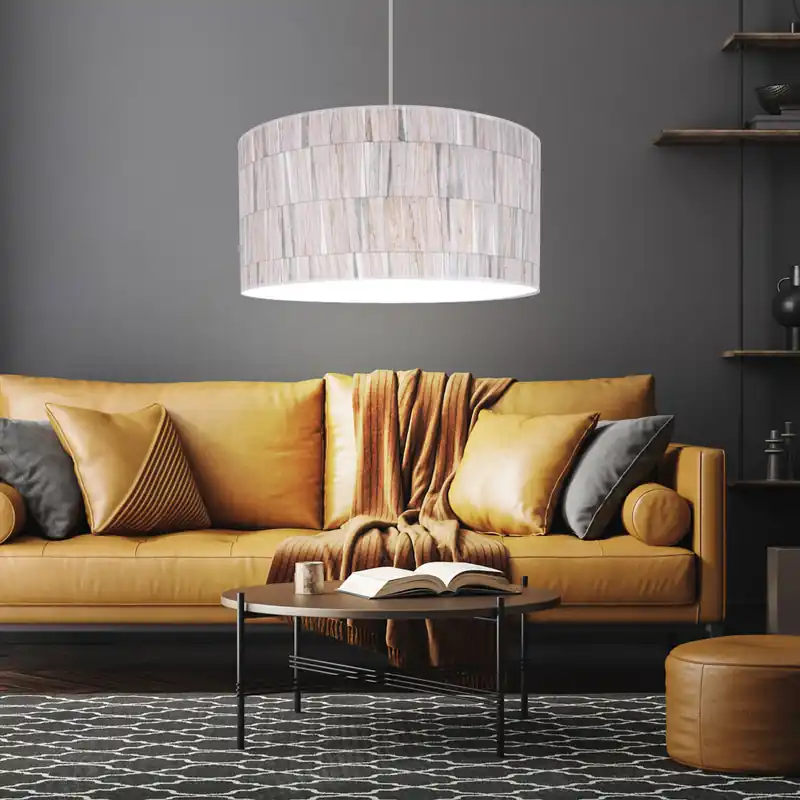 Beperkte Voorraad Hanglamp, berkenhout, veelkleurig behang, D 50 cm