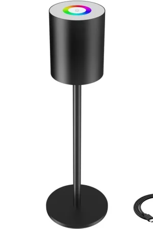 tectake Moderne tafellamp Corly, LED, 7 lichtkleuren, dimbaar, Zwart Nieuw