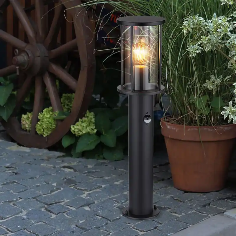 Lage Kosten Staande lamp, buitenlamp, sensor, roestvrij staal, glas, IP54, H 60 cm