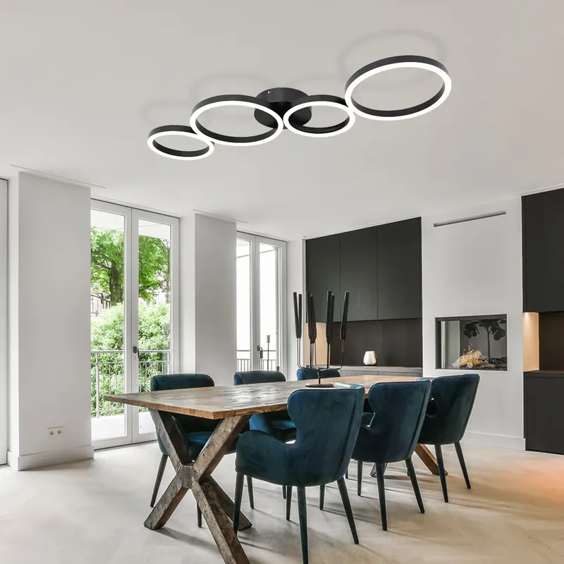 LED plafondlamp, ring design, zwart mat, L 88,5 cm Express Levering