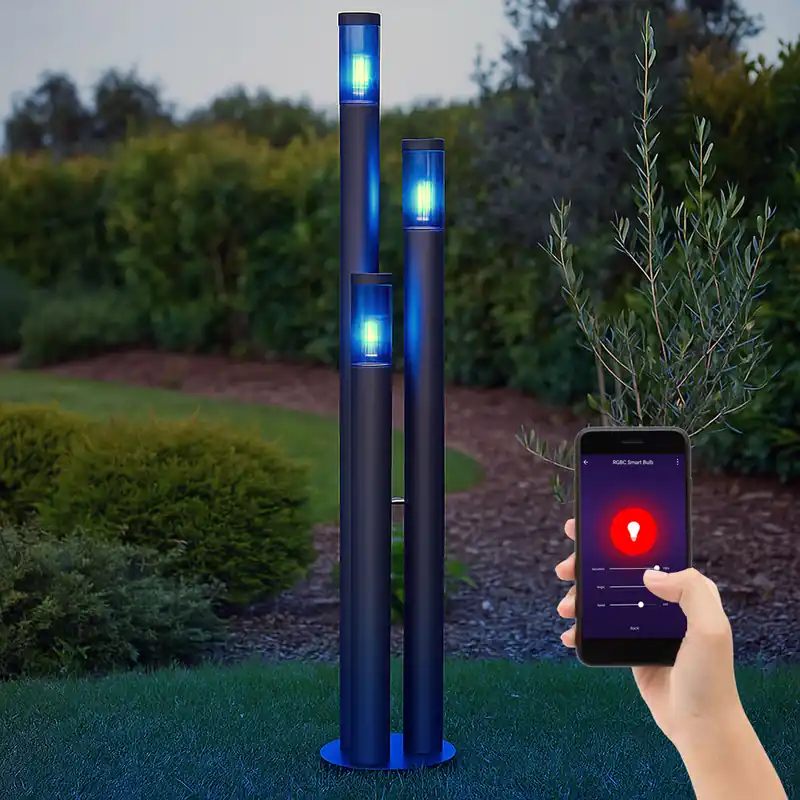 RGB LED vloerlamp, roestvrij staal, antraciet rook, H 170 cm Tijdelijk Beschikbaar