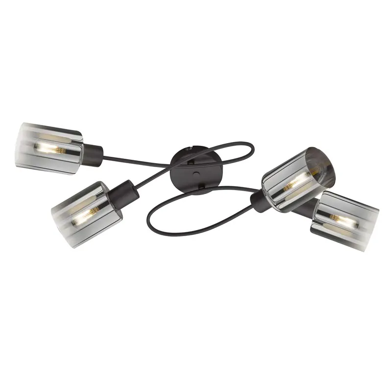 Plafondlamp, metaal, zwart, 4-vlam, L 79 cm Beperkte Voorraad
