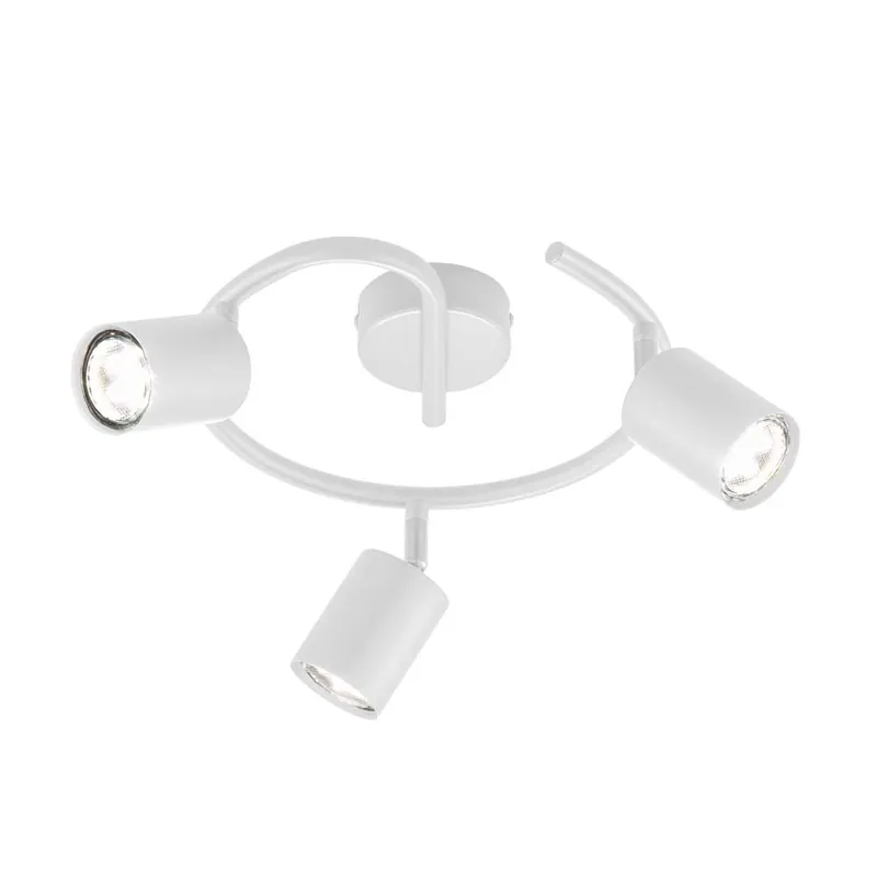 Superprijs LED plafondlamp, rond, metaal, wit, beweegbare spots, D 38 cm