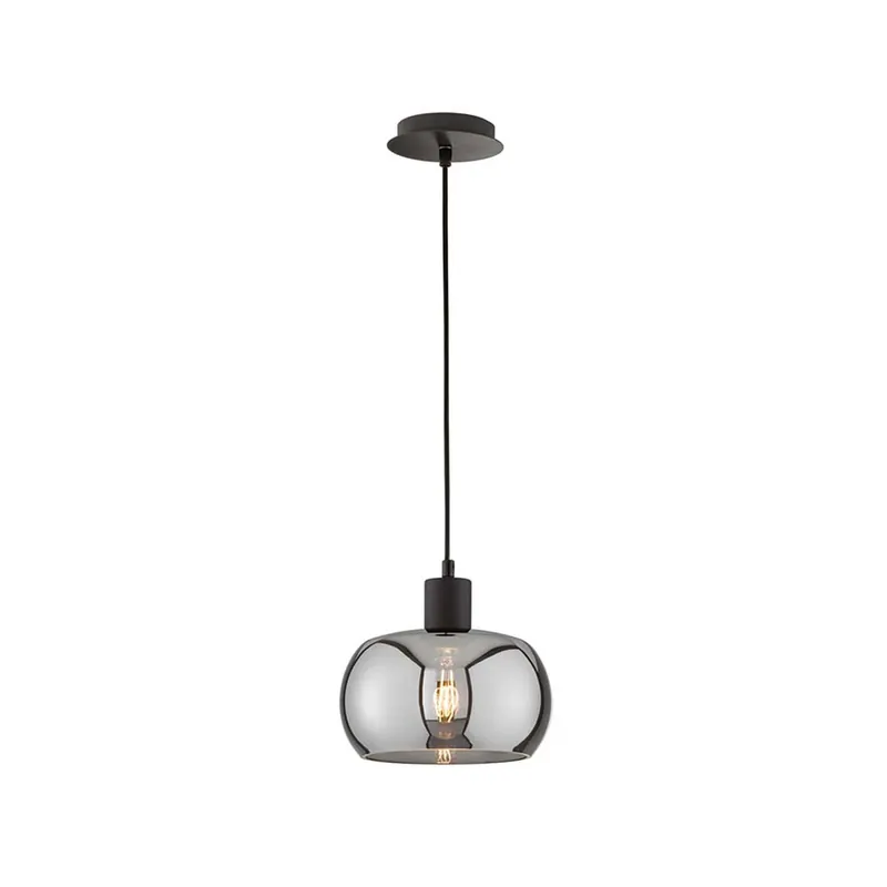 Beperkt Aanbod Hanglamp, rookglas, zwart, H 140 cm