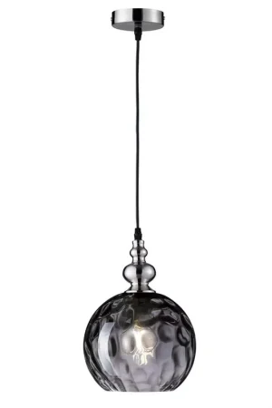 Actieprijs Hanglamp, metaal, rookkleurig glas, H 140 cm