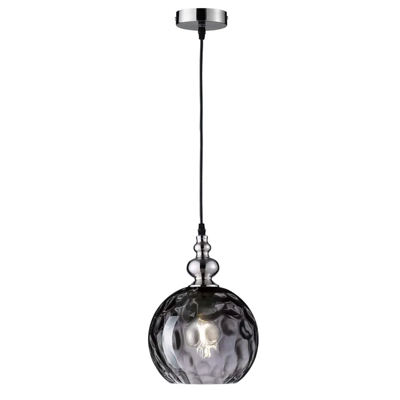 Actieprijs Hanglamp, metaal, rookkleurig glas, H 140 cm