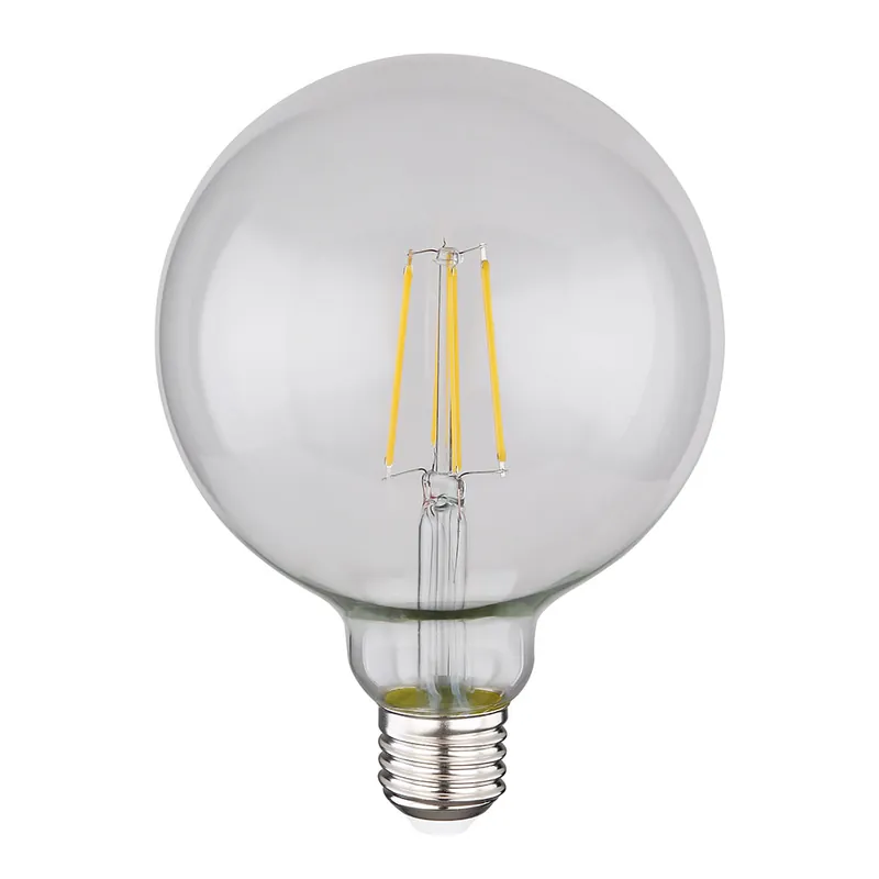 LED 7 watt lamp, glas, helder, zilverkleurig, DxH 12,5x17,5 cm Beperkte Voorraad