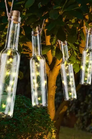 Veilige Betaling LED solar lichtketting buitenlamp, glazen flessen, H 24,5 cm