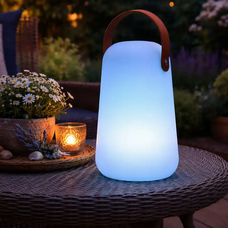 Koop Vandaag RGB LED tafellamp voor buiten, oplaadbare batterij, afstandsbediening, H 21 cm