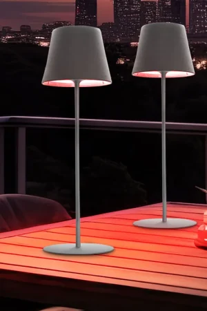 2x LED tafellamp, buitenverlichting, grijs, dimbaar Premium