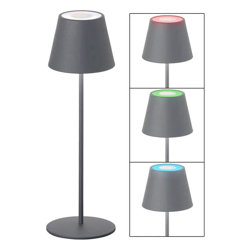 Betaalbaar RGB LED tafellamp voor buiten, touchdimmer, oplaadbare batterij, H 38 cm