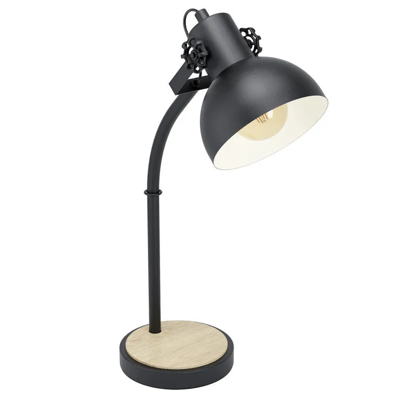 EGLO Lubenham Tafellamp - E27 - 57 cm - Zwart, Bruin Op = Op