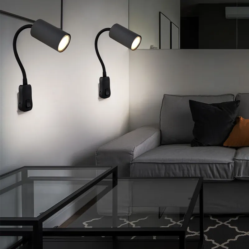 2x stekkerlamp, zwanenhals, grafiet zwart, H 43 cm Shop Nu