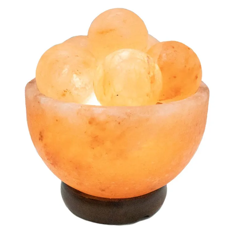 Koop Online Tafellamp, zoutkristal, hout, bruin, H 19,1 cm