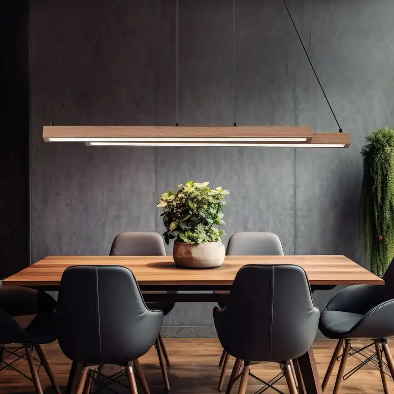 LED hanglamp, hout, dimbaar, nachtlamp, L 175 cm Seizoensaanbieding