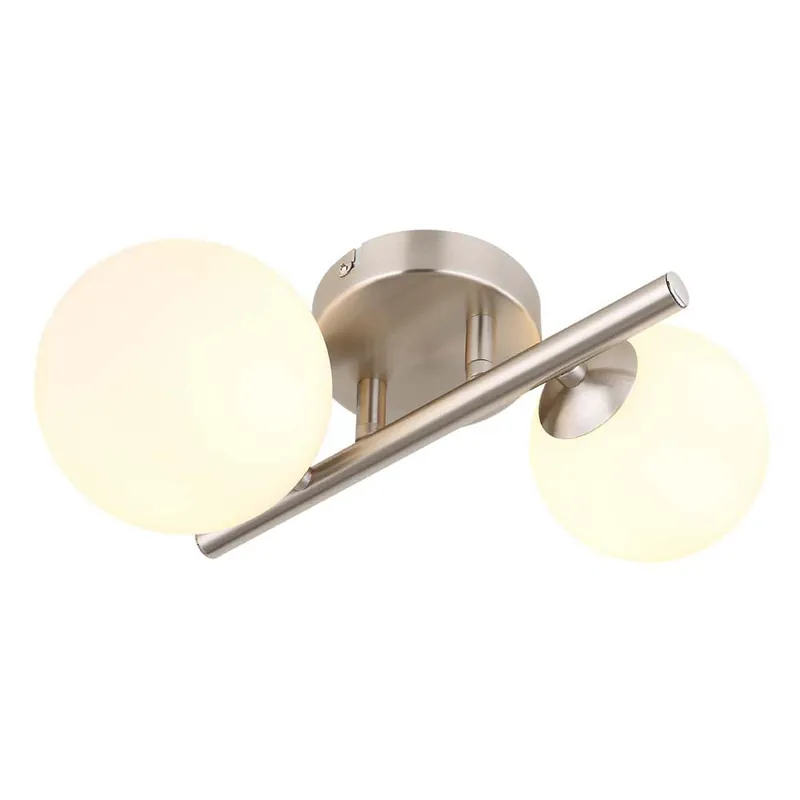 LED plafondlamp, metaal, opaal glas, L 25 cm Gratis Verzending