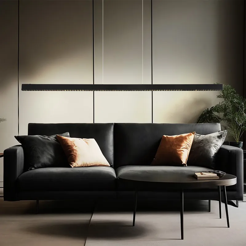 Actieprijs LED hanglamp, metaal, aluminium, mat zwart, L 120 cm