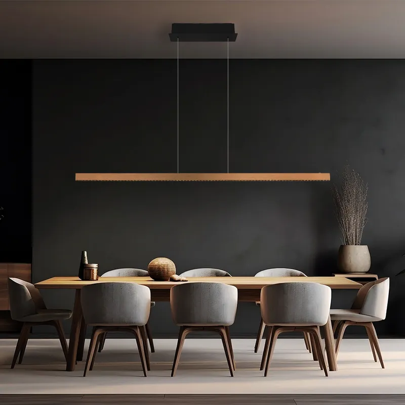 LED hanglamp, metaal, aluminium, geborsteld koper, L 120 cm Alleen Vandaag
