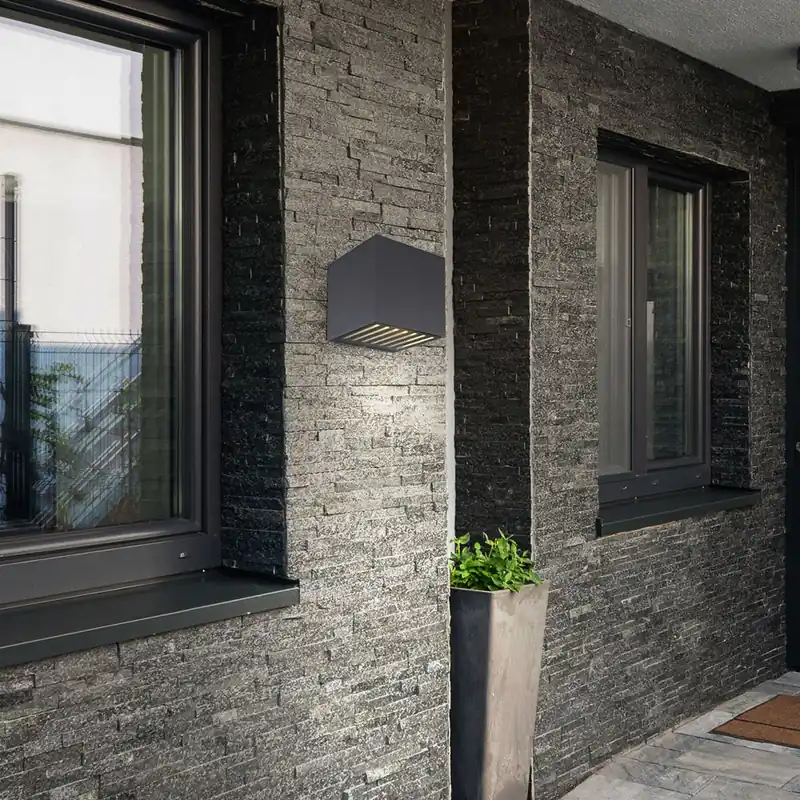 Populair LED buitenlamp, wandlamp, aluminium, glas, IP54, antraciet