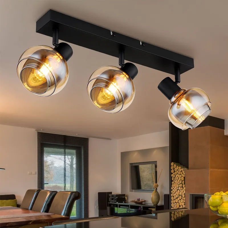 Plafondlamp, verplaatsbare spots, 3-vlam, zwart, L 41 cm Speciale Aanbieding
