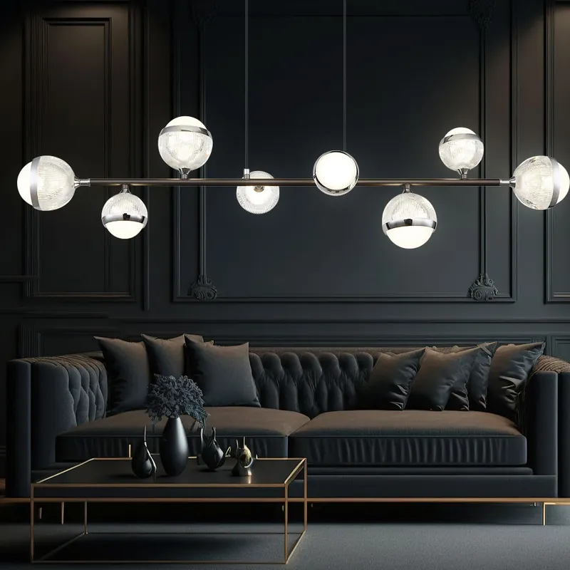 LED hanglamp, metaal, dimbaar, afstandsbediening, nachtlamp, L 110 cm Tijdelijk Beschikbaar