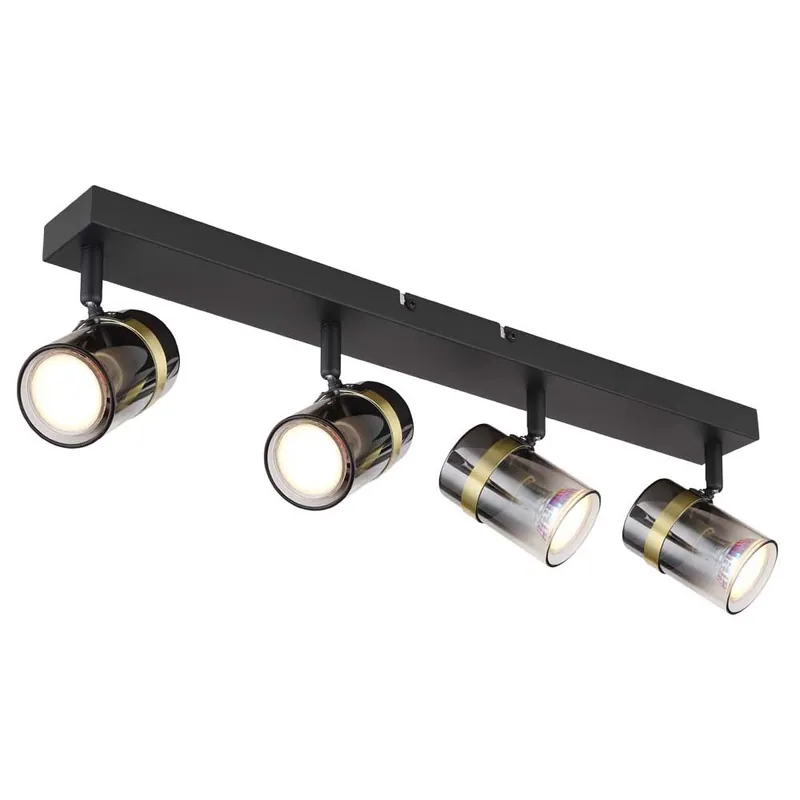 Plafondlamp, metaal, zwart, beweegbare spots, L 56 cm Beperkt Aanbod