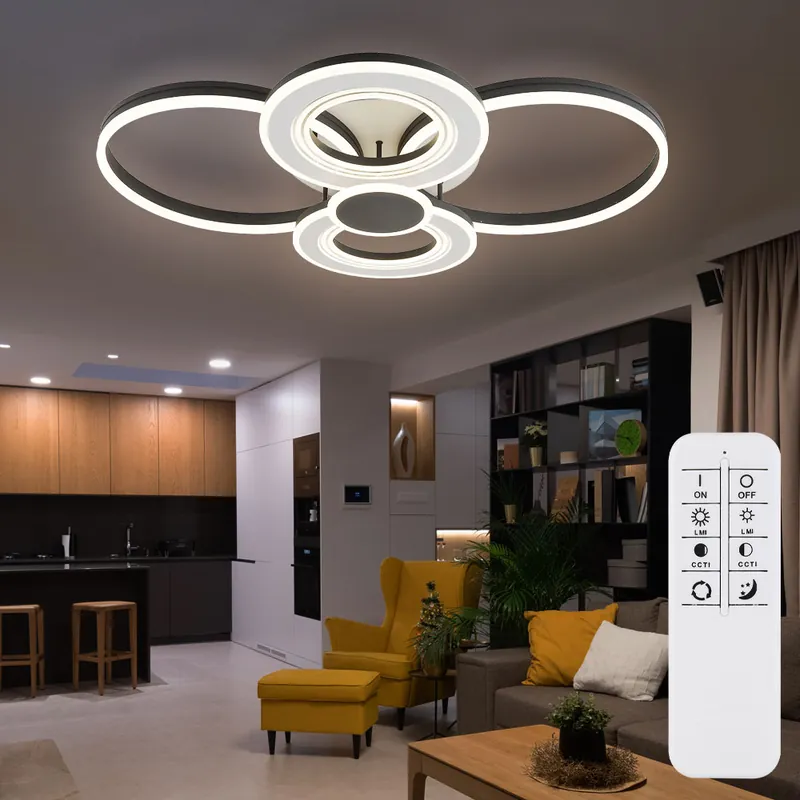 Superprijs LED plafondlamp, metaal, kristallen, afstandsbediening, L 106 cm