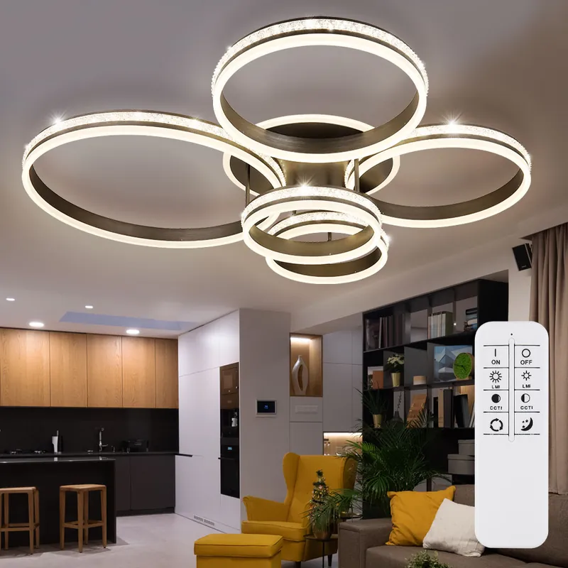 LED plafondlamp, metaal, kristallen, afstandsbediening, L 110 cm Flitsaanbieding