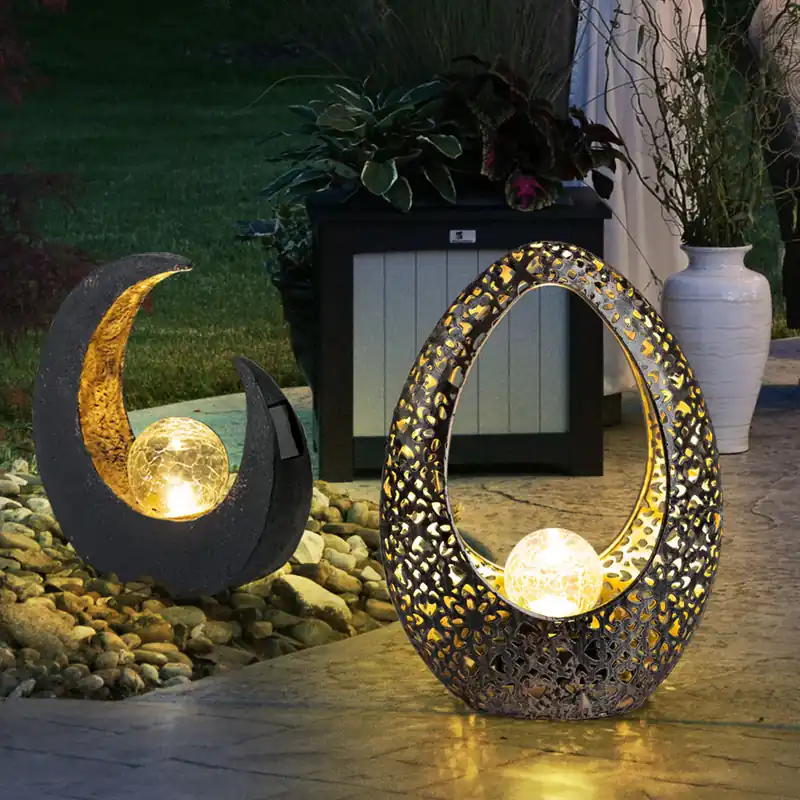 Bestel Nu Set van 2 LED solarlampen met glazen bol in craquelé-look
