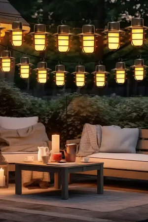 Superprijs LED solar sprookjesverlichting, 16 lantaarns vlameffect, L 200cm